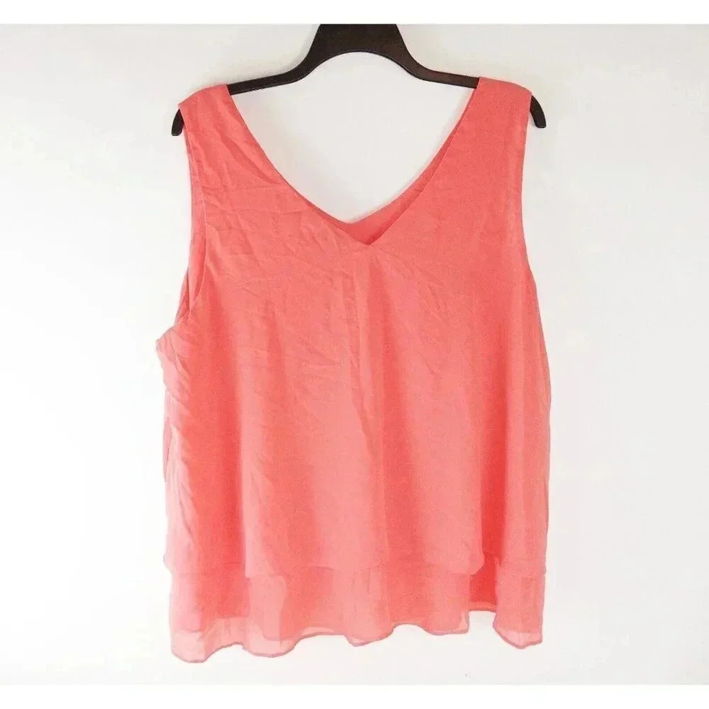Torrid Womens Top Corel Sleeveless V Neck Layer Woven Lightweight Blouse Size 4